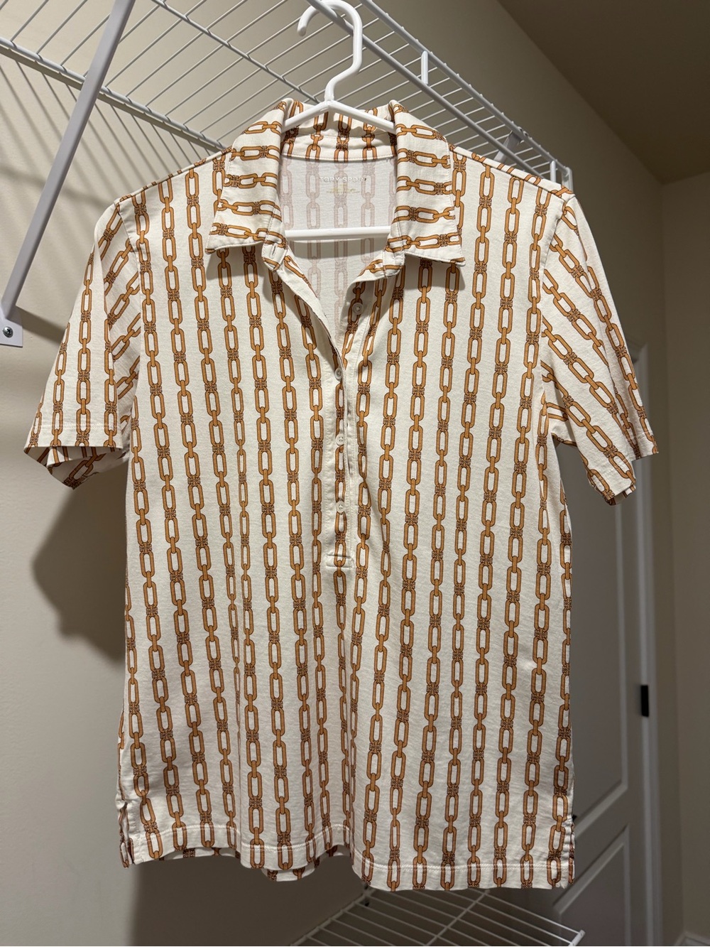 Tory Burch Sport Printed Cotton Polo Shirt
